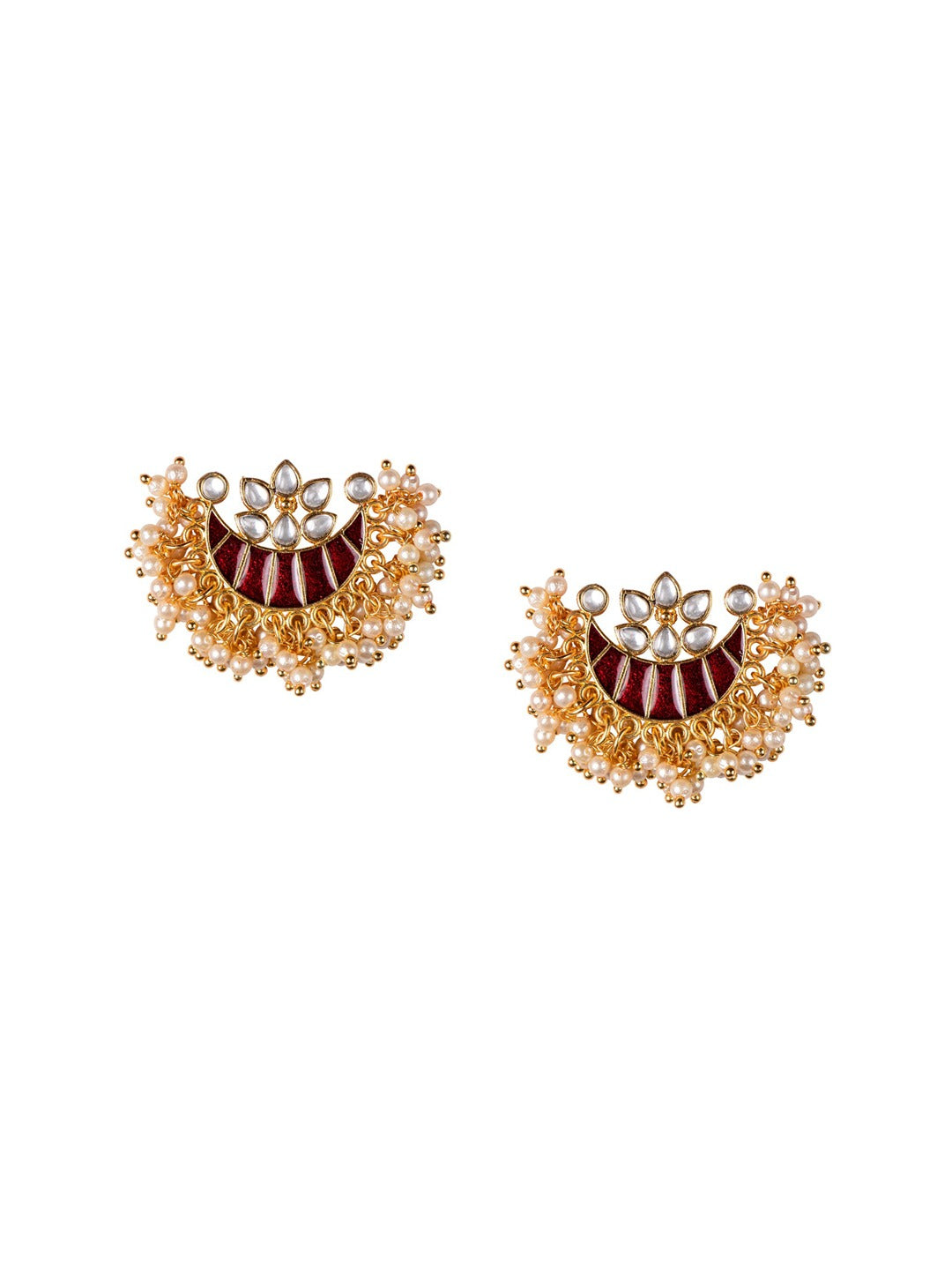 Women's Brown & Gold-Toned Contemporary Studs Earrings