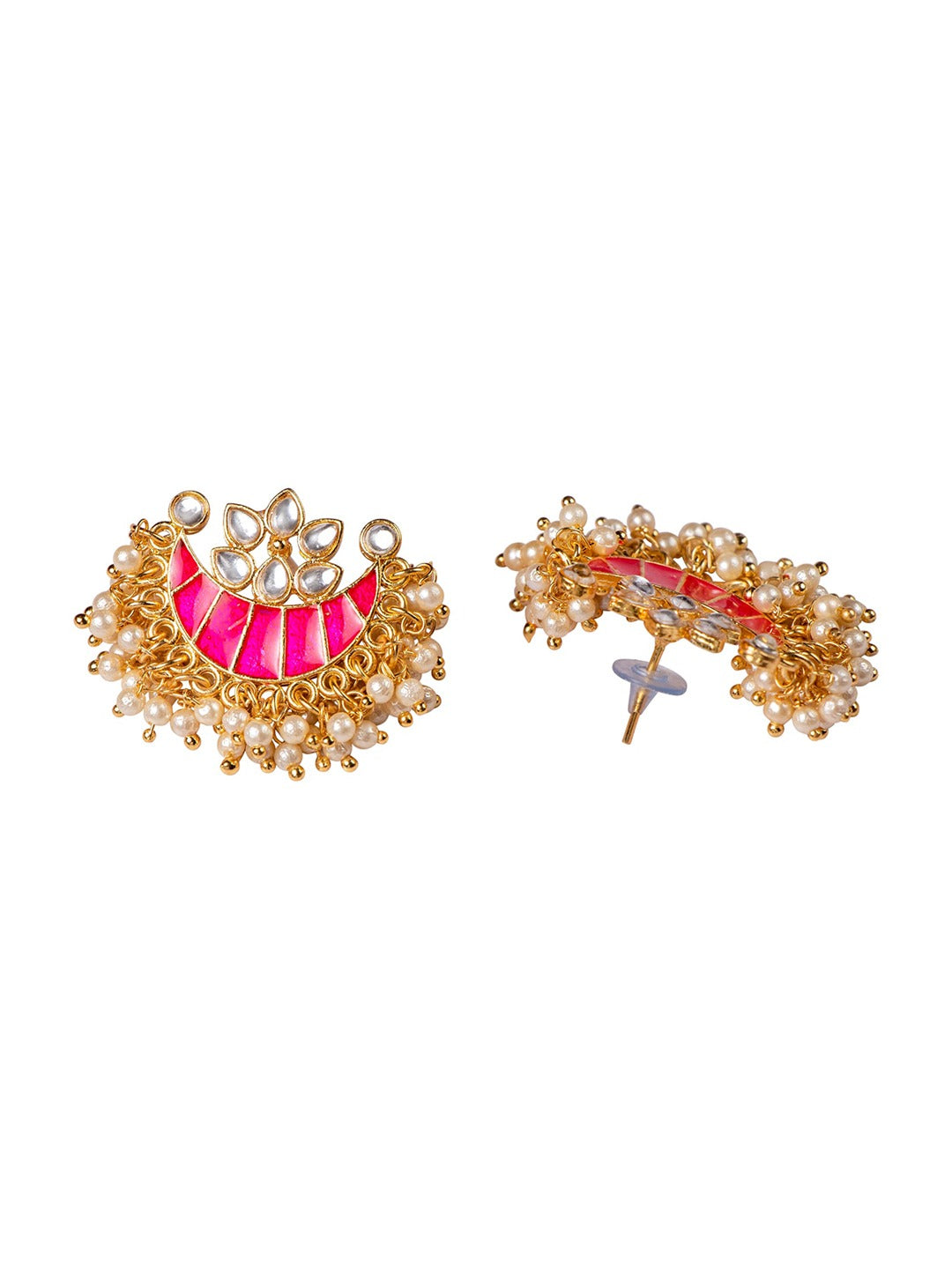 Women's Pink & Gold-Toned Contemporary Studs Earrings