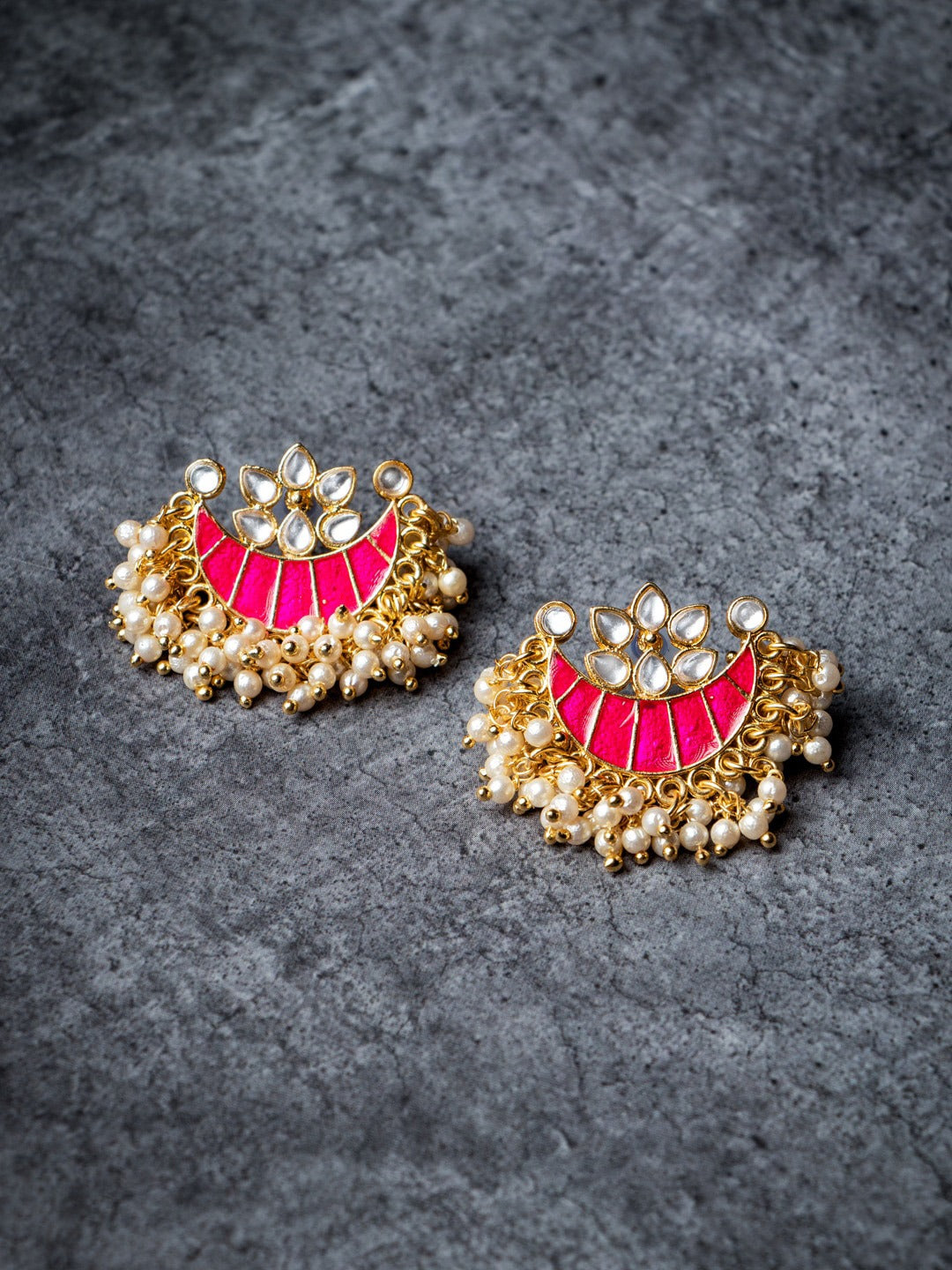 Women's Pink & Gold-Toned Contemporary Studs Earrings