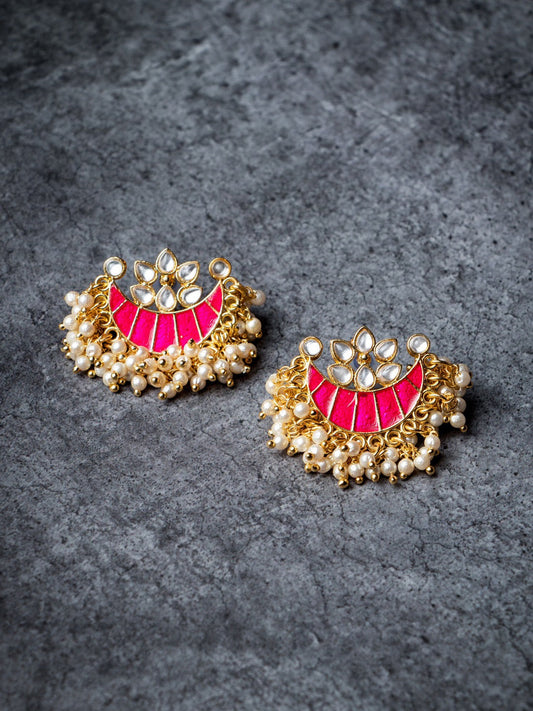 Women's Pink & Gold-Toned Contemporary Studs Earrings