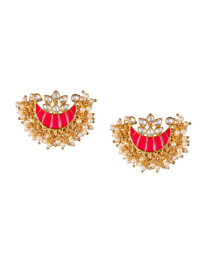 Women's Pink & Gold-Toned Contemporary Studs Earrings