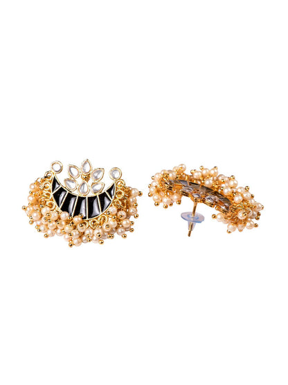 Women's Black & Gold-Toned Contemporary Studs Earrings