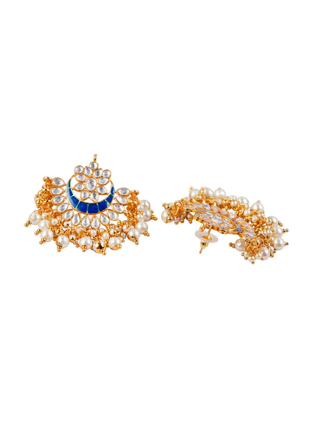 Women's Navy Blue & Gold-Toned Contemporary Chandbalis Earrings