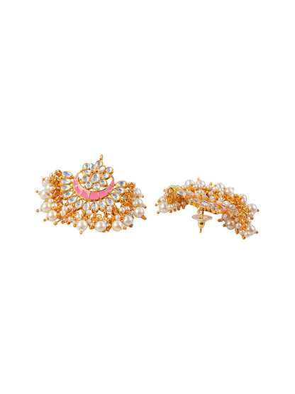 Women's Pink & Gold-Toned Contemporary Chandbalis Earrings