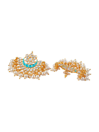 Women's Blue & Gold-Toned Contemporary Chandbalis Earrings