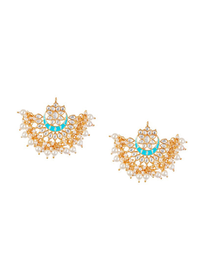 Women's Blue & Gold-Toned Contemporary Chandbalis Earrings