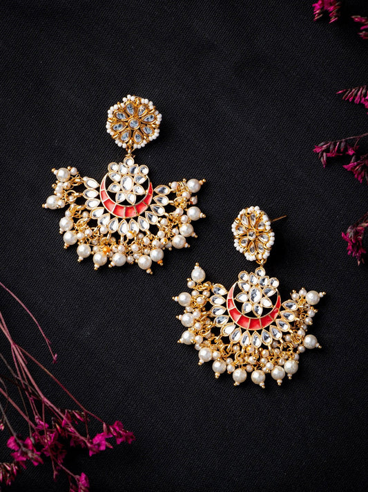 Women's Pink Contemporary Chandbalis Earrings