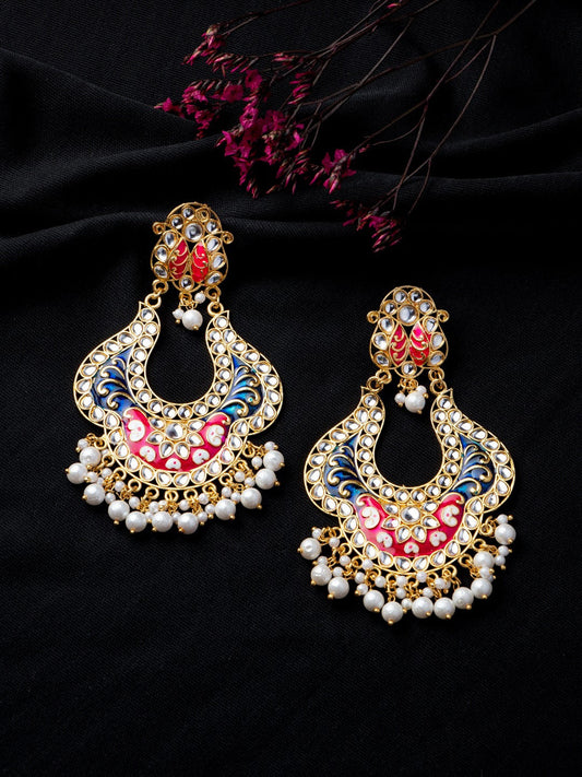 Women's Pink Contemporary Chandbali Earrings