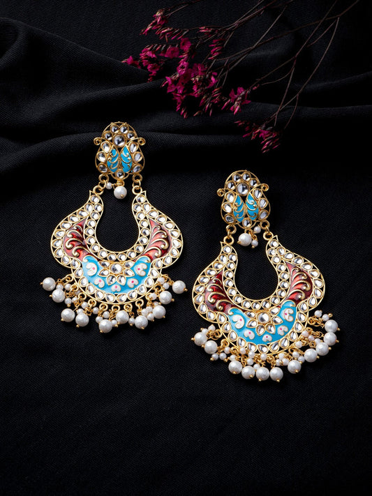 Women's Turquoise Blue Contemporary Chandbalis Earrings