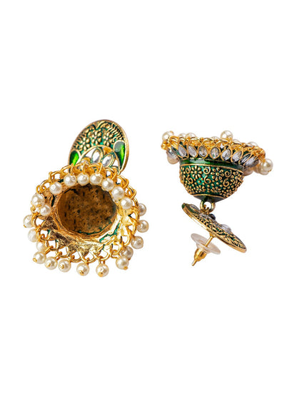 Women's Green Contemporary Jhumkas Earrings