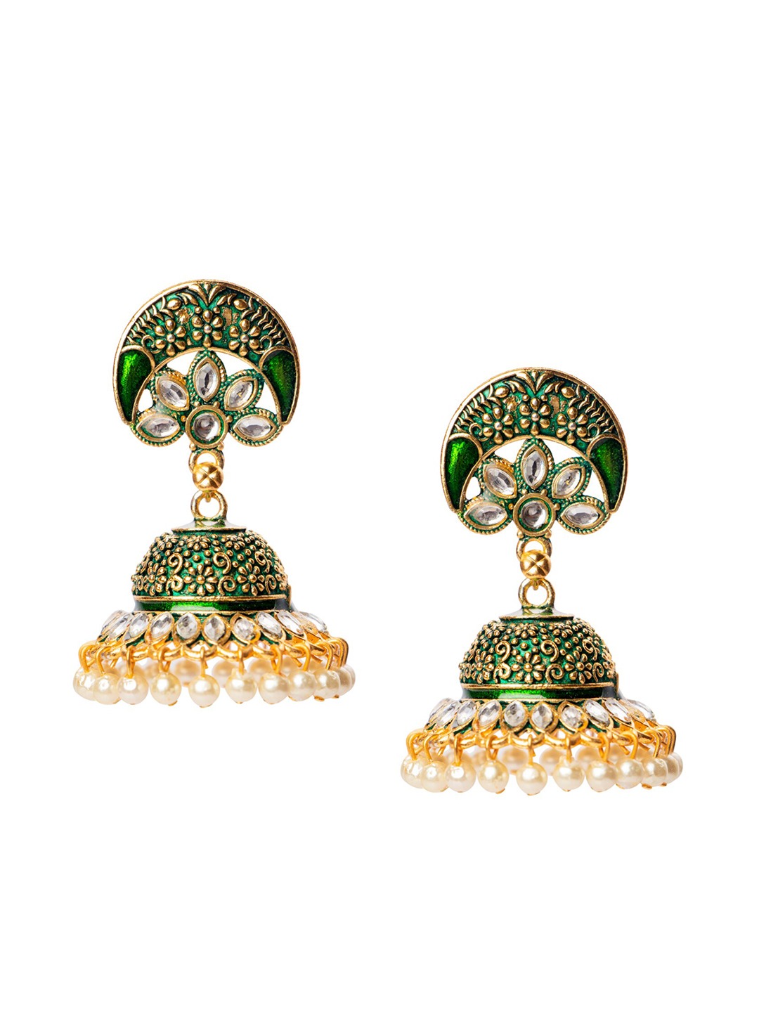 Women's Green Contemporary Jhumkas Earrings