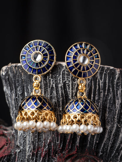 Women's Blue Contemporary Jhumkas Earrings