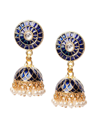 Women's Blue Contemporary Jhumkas Earrings