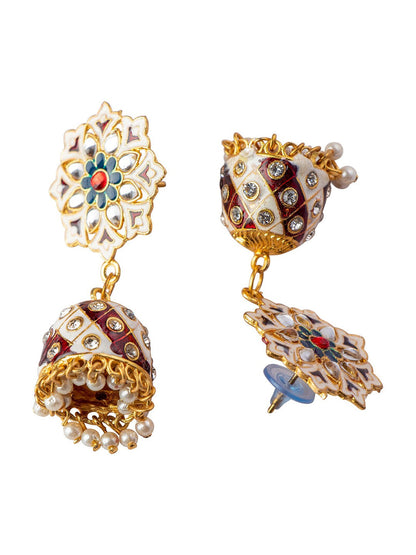 Women's Maroon Contemporary Jhumkas Earrings