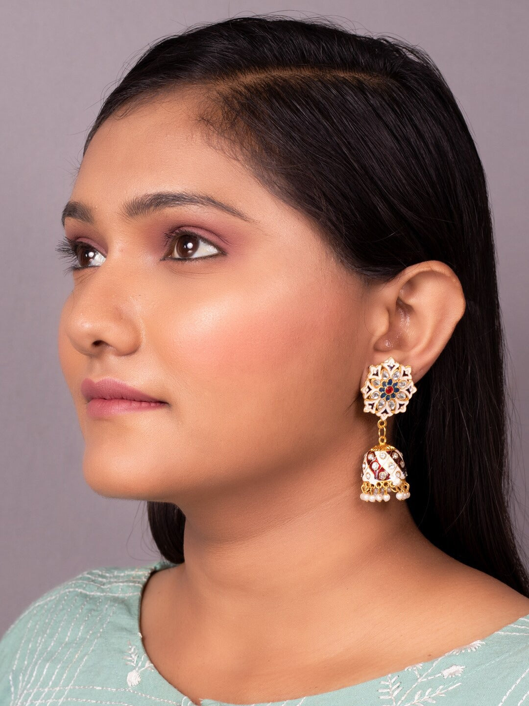 Women's Maroon Contemporary Jhumkas Earrings