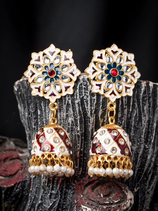 Women's Maroon Contemporary Jhumkas Earrings