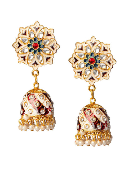 Women's Maroon Contemporary Jhumkas Earrings