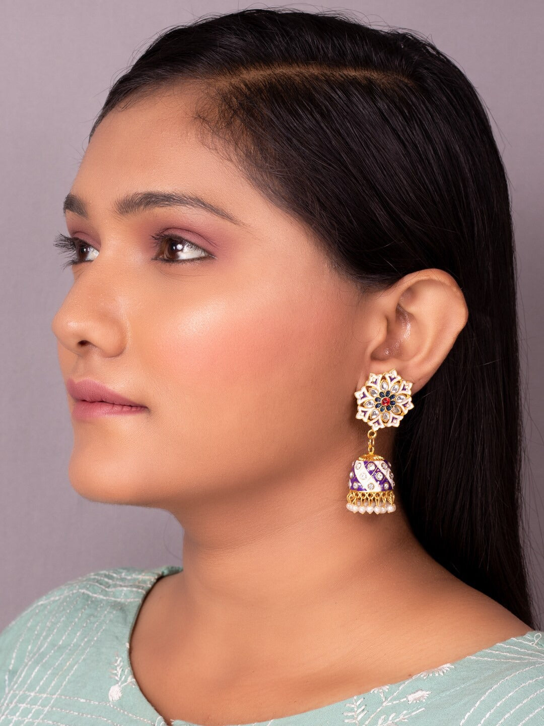 Women's Purple Contemporary Jhumkas Earrings