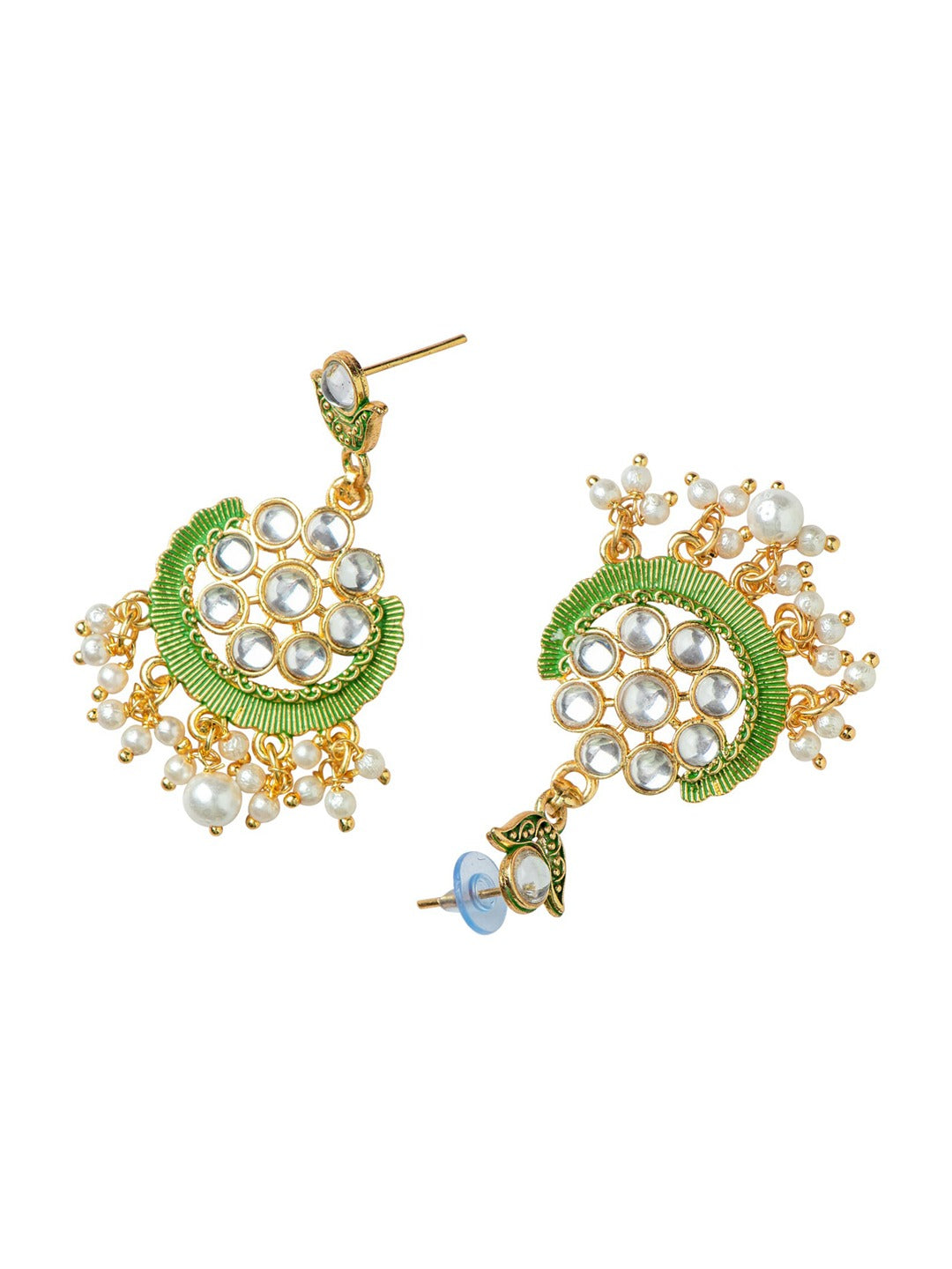 Women's Gold-Plated & Green Contemporary Drop Earrings