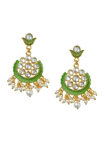 Women's Gold-Plated & Green Contemporary Drop Earrings