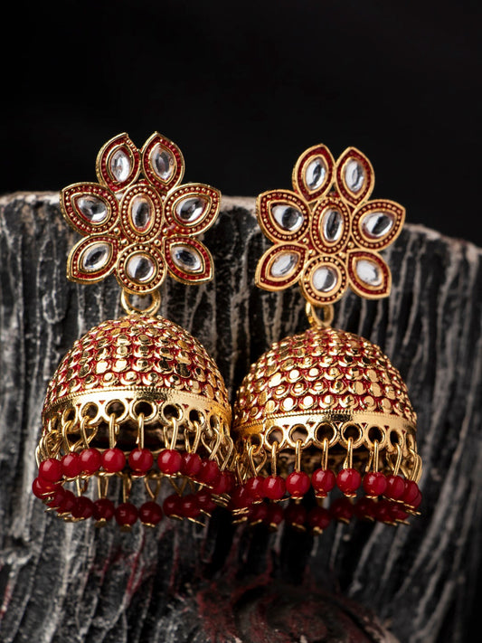 Women's Red Contemporary Jhumkas Earrings