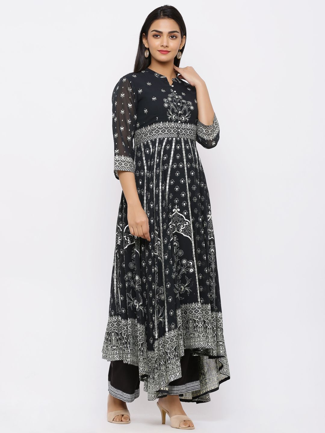 Women's Georgette Printed Anarkali Kurta With Palazzo