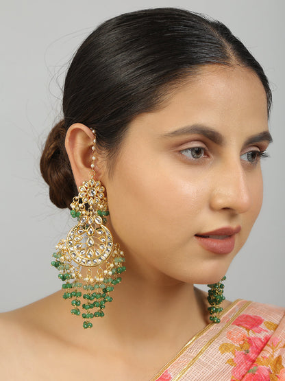 Women's Kundan Crescent Shaped Earrings