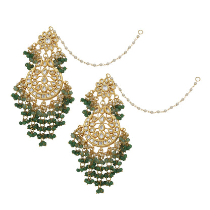 Women's Kundan Crescent Shaped Earrings