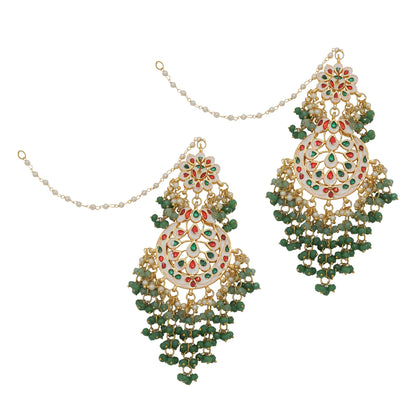 Women's Kundan Crescent Shaped Earrings