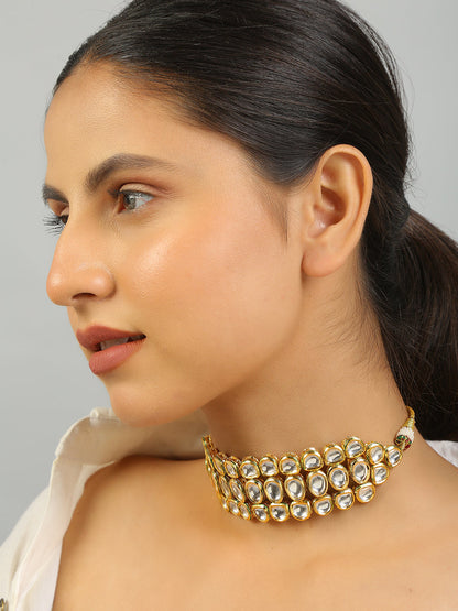 Women's Gold Toned Handcrafted Kundan Choker