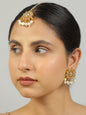 Women's Kundan Floral Earrings With Maang Tikka Set