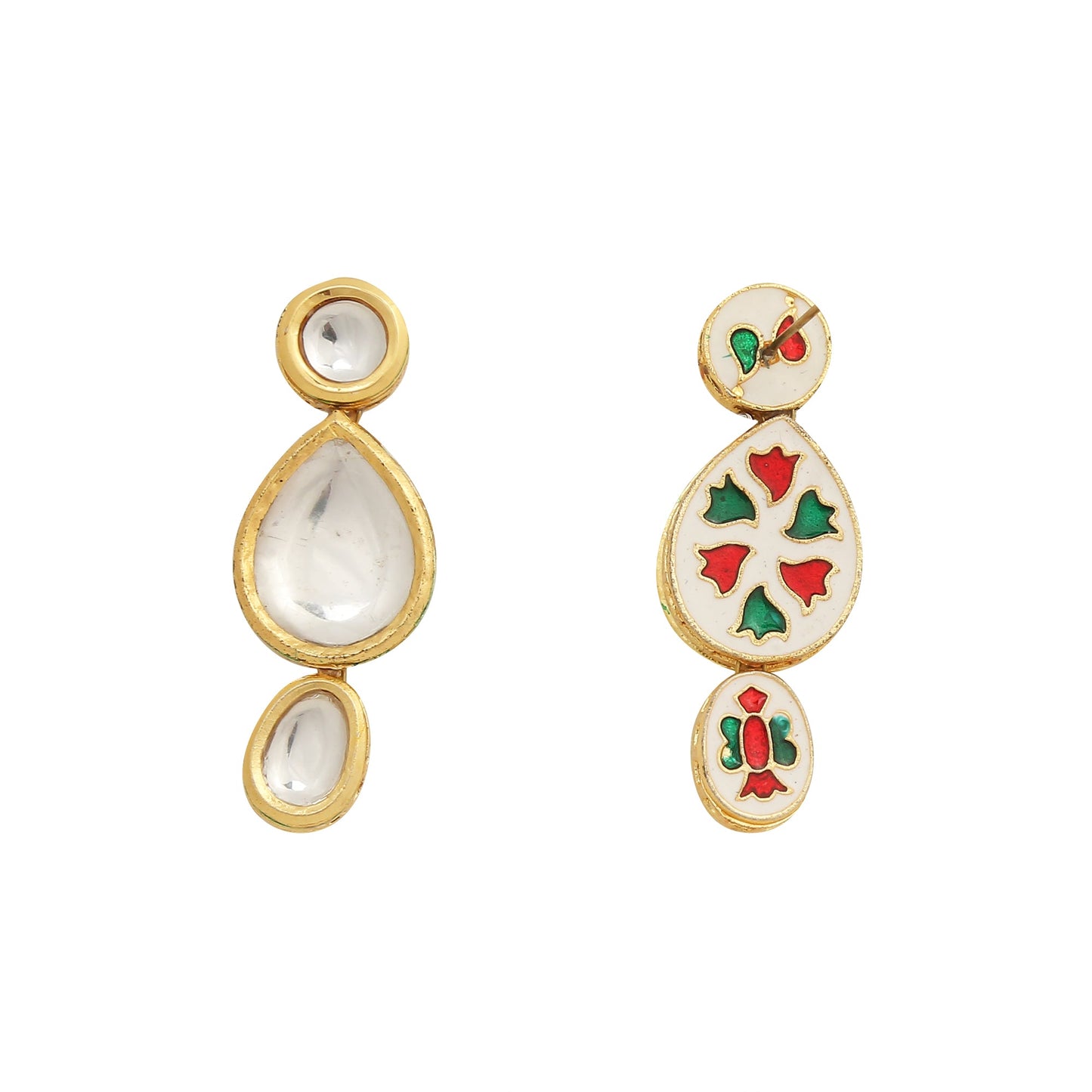 Women's Tear Drop Shaped Kundan Earrings