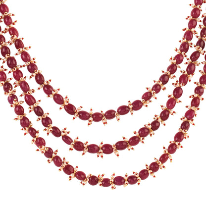 Women's  Ruby Beaded Necklace With Pearls