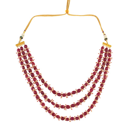 Women's  Ruby Beaded Necklace With Pearls