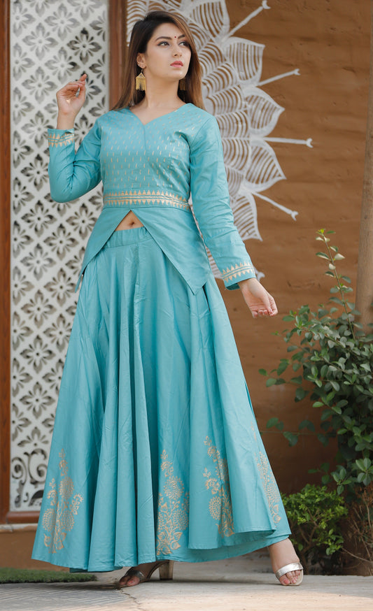 Women's Sea Green Lehenga Set