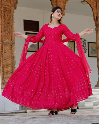 Women's Rani Sequence Anarkali Set