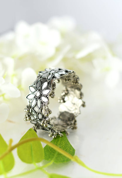 Silver color Oxidized Bracelet with mirror design Jkbracelet_002