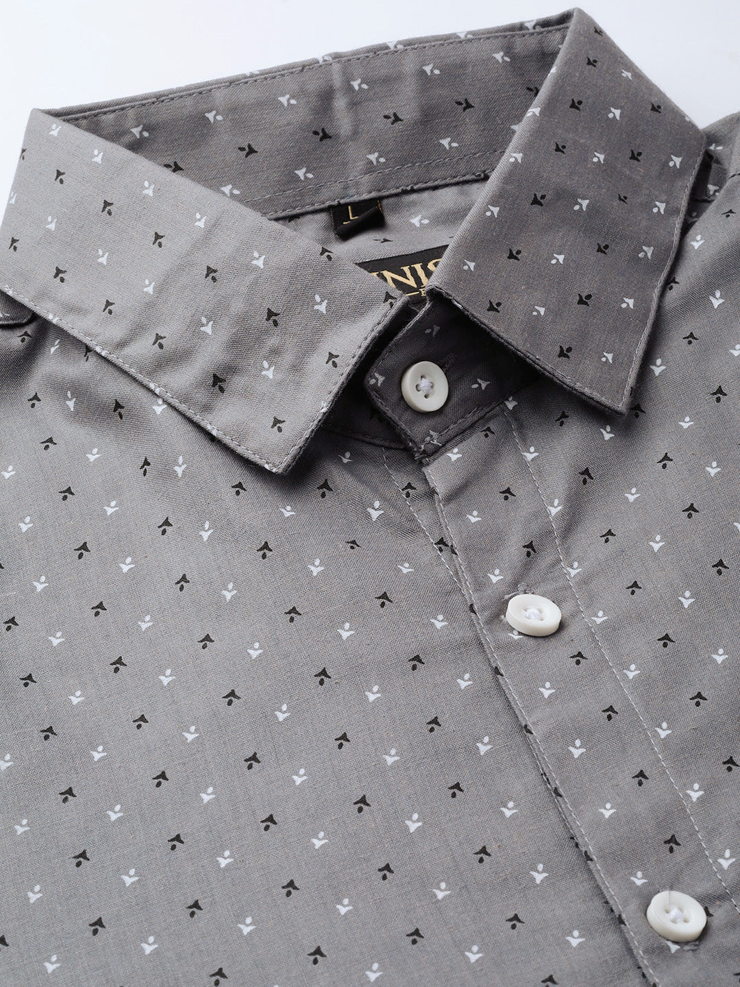 Men's Grey Cotton Printed Formal Shirts ( SF 716Grey )