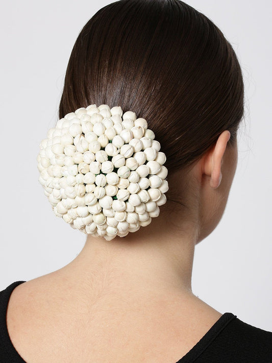 Women's  Artificial White Buds Design Bun Maker Hair Accessories