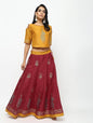 Women's Lehenga Skirt With Beautiful Block Print And Contrast Top