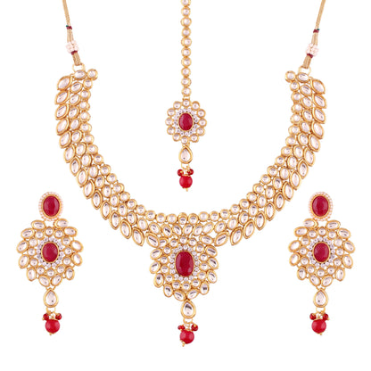 Women's traditional gold plated kundan choker jewellery set ij319bl