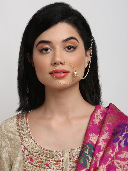 Teardrop Kundan Nose Ring Nath