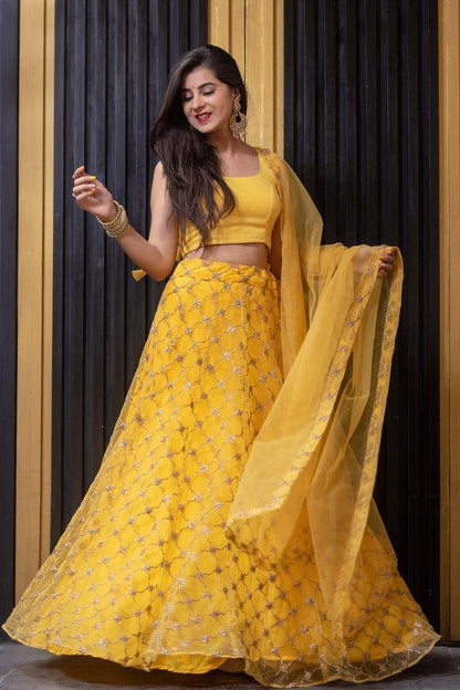 Women's Yellow Lehenga Choli (3pcs set) - Label Shaurya Sanadhya