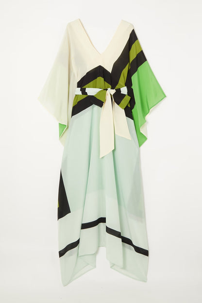 Women's Colors And Lines Silk Crepe Kaftan