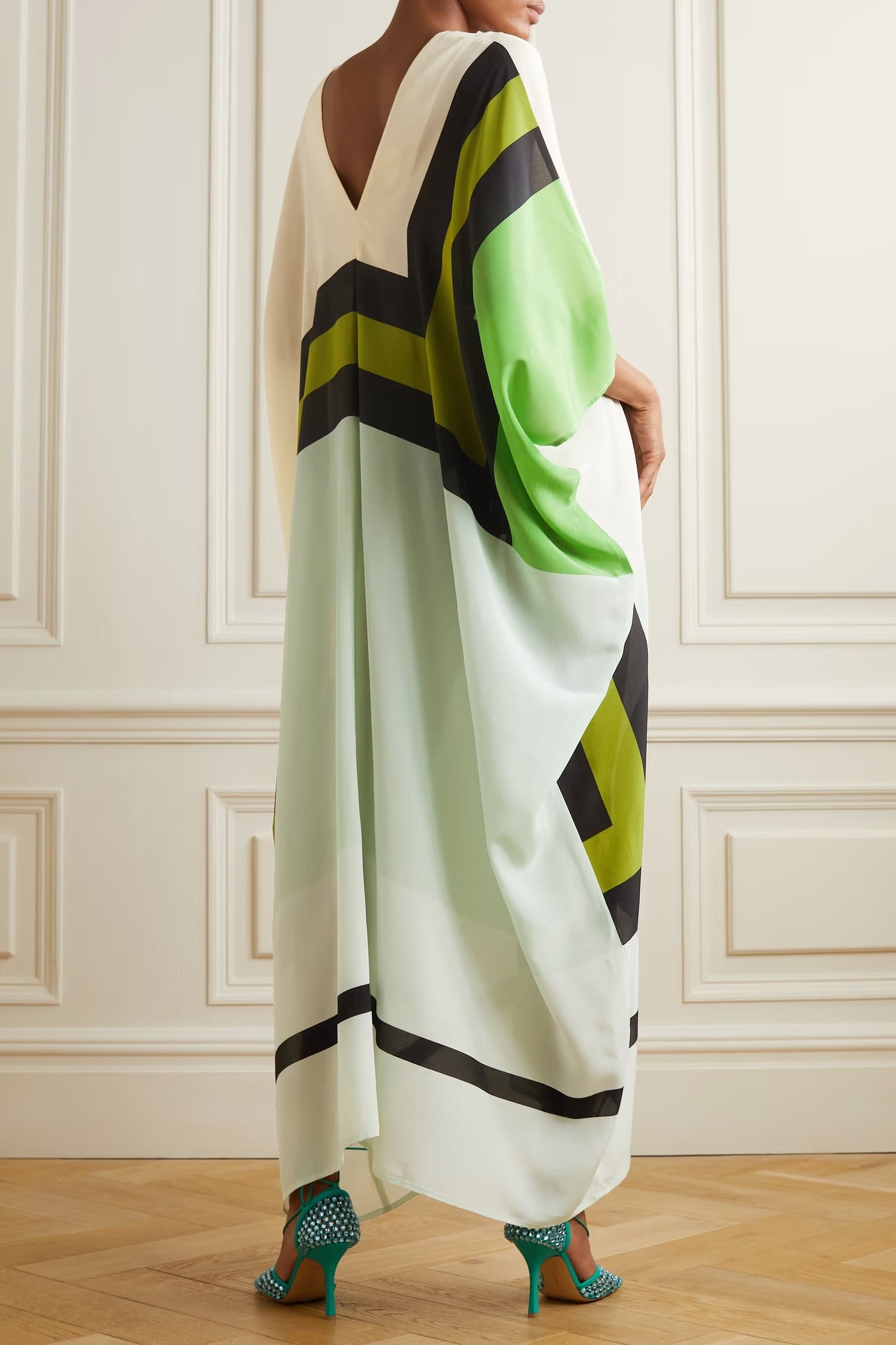 Women's Colors And Lines Silk Crepe Kaftan