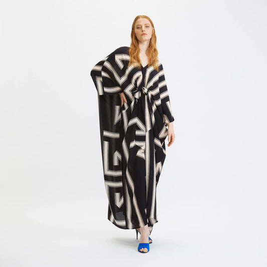 Women's Black And White Track French Moss Kaftan