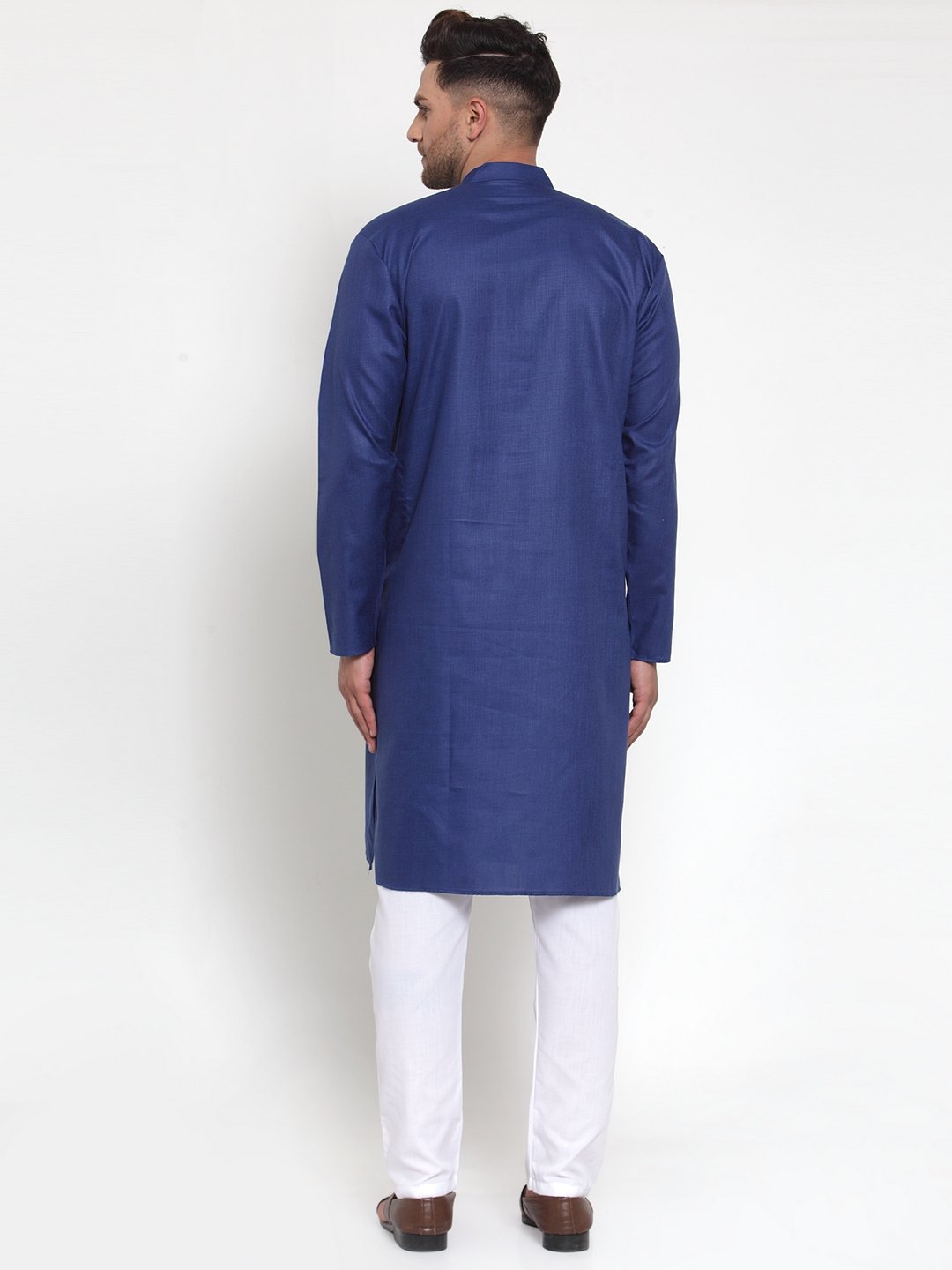 Men's Royal-Blue & White Solid Kurta Only ( KO 611 Royal )