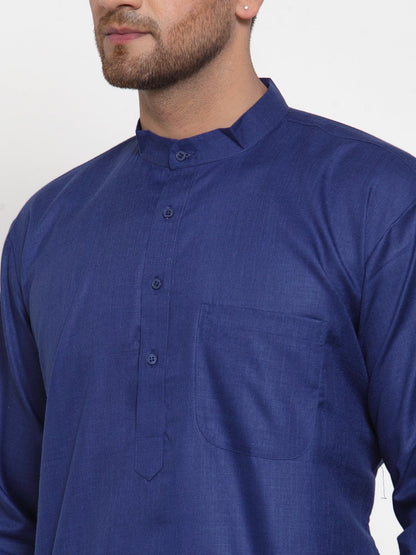 Men's Royal-Blue & White Solid Kurta Only ( KO 611 Royal )