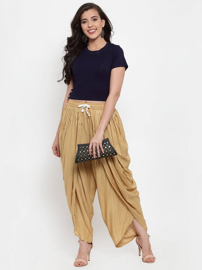 Women's Beige Solid Dhoti