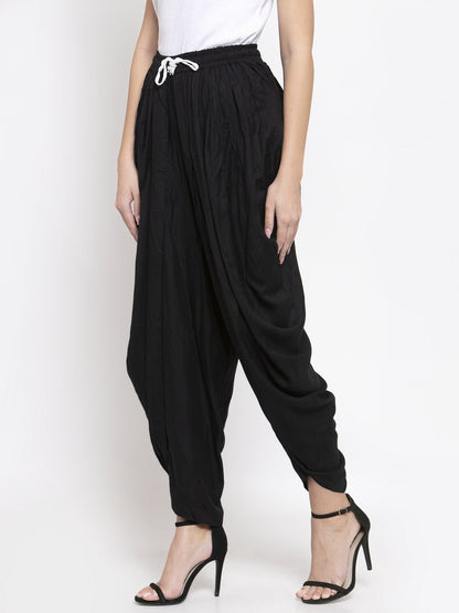 Women's Black Solid Dhoti